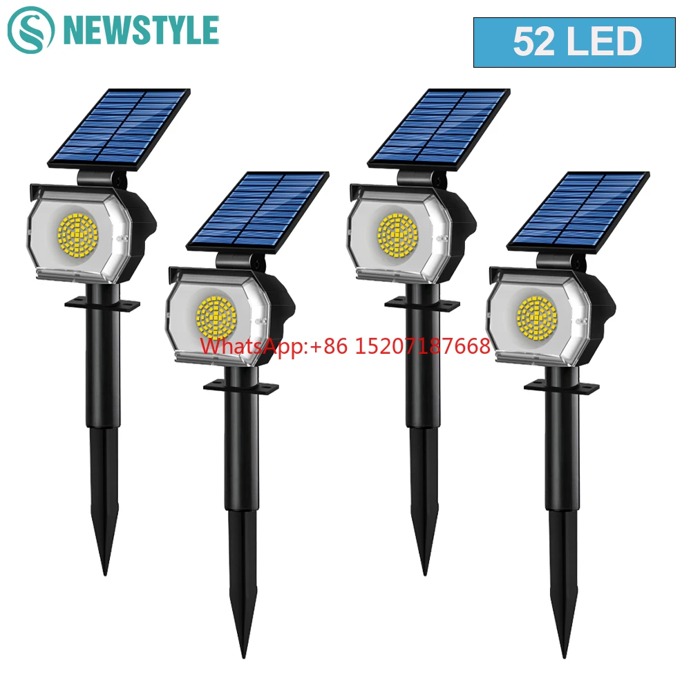 Solar Landscape Lights 52/50LED 3 Lighting Modes Outdoor Solar Spot Lights IP65 Waterproof Solar Lights for Outside Yard Garden