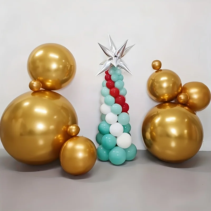 4 Stück goldene Disco-Ballons (10-32'). Wiederverwendbare 4D-Folienkugel mit selbstverschließendem Verschluss. Dekoration für Geburtstage, Weihnachten, Hochzeiten, Partys. – Detail 9