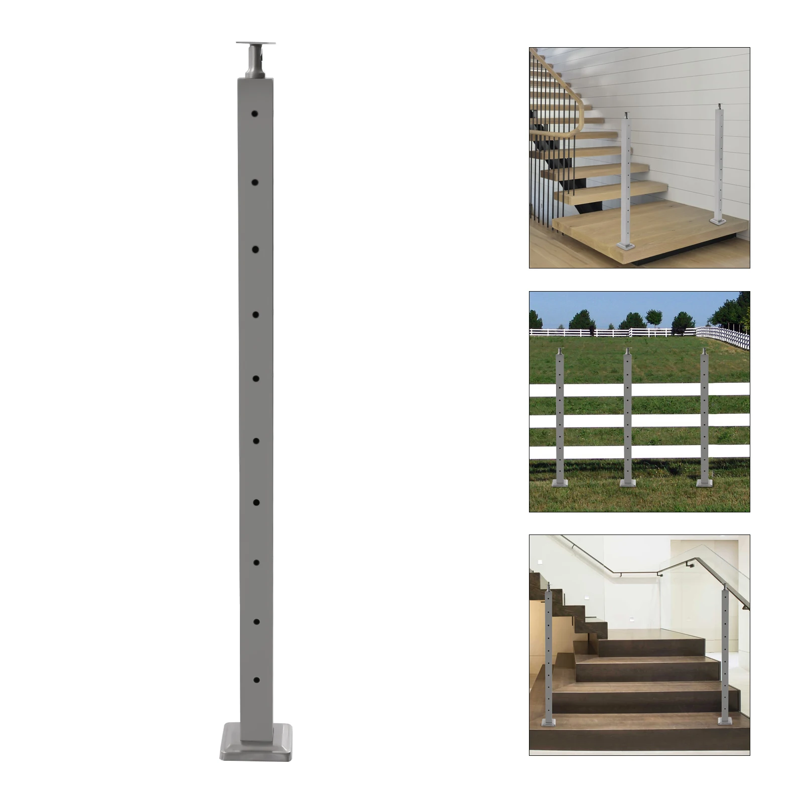 304 stainless steel railing, 42-inch height, adjustable angle, rust-resistant, easy installation for outdoor stairs and handrail