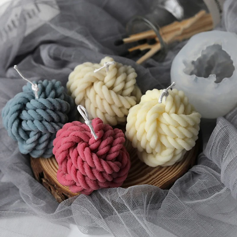 Knitting Wool Silicone Candle Mold DIY Gypsum Plaster Ball Soap Silicon Moulds