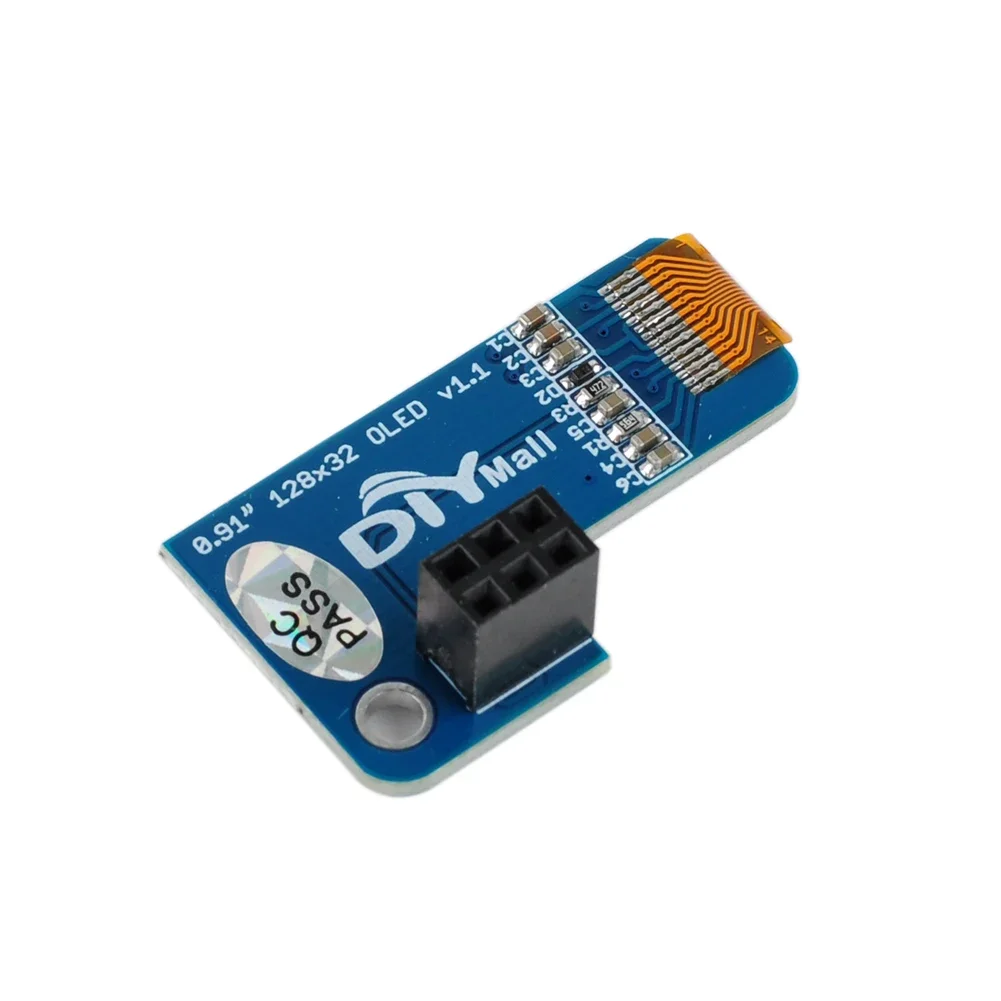 0.91 Inch SSD1306 I2C OLED Display Module 128x32 Blue/White for Raspberry Pi 1/2/3/Zero 5V Plug-and-Play with Arduino/ESP32