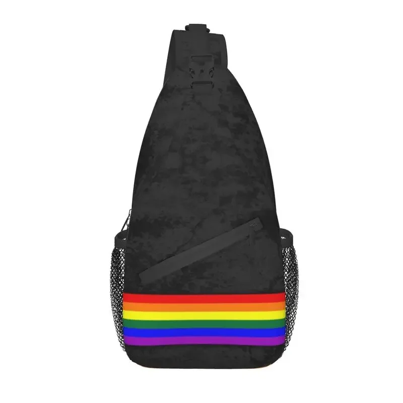 

Cool Distressed LGBTQ Pride Flag Stripe Sling Crossbody Backpack Men LGBT Gay Lesbian Shoulder Chest Bags for Camping Biking