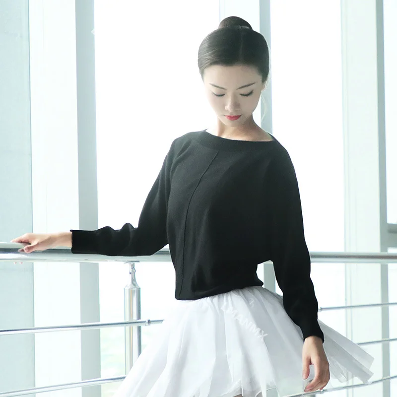 

Ballet Tops Women Warm Winter Knitted Sweater Adults Ballet Dance Sweater Black Ballet Knitwear Dance Clothing