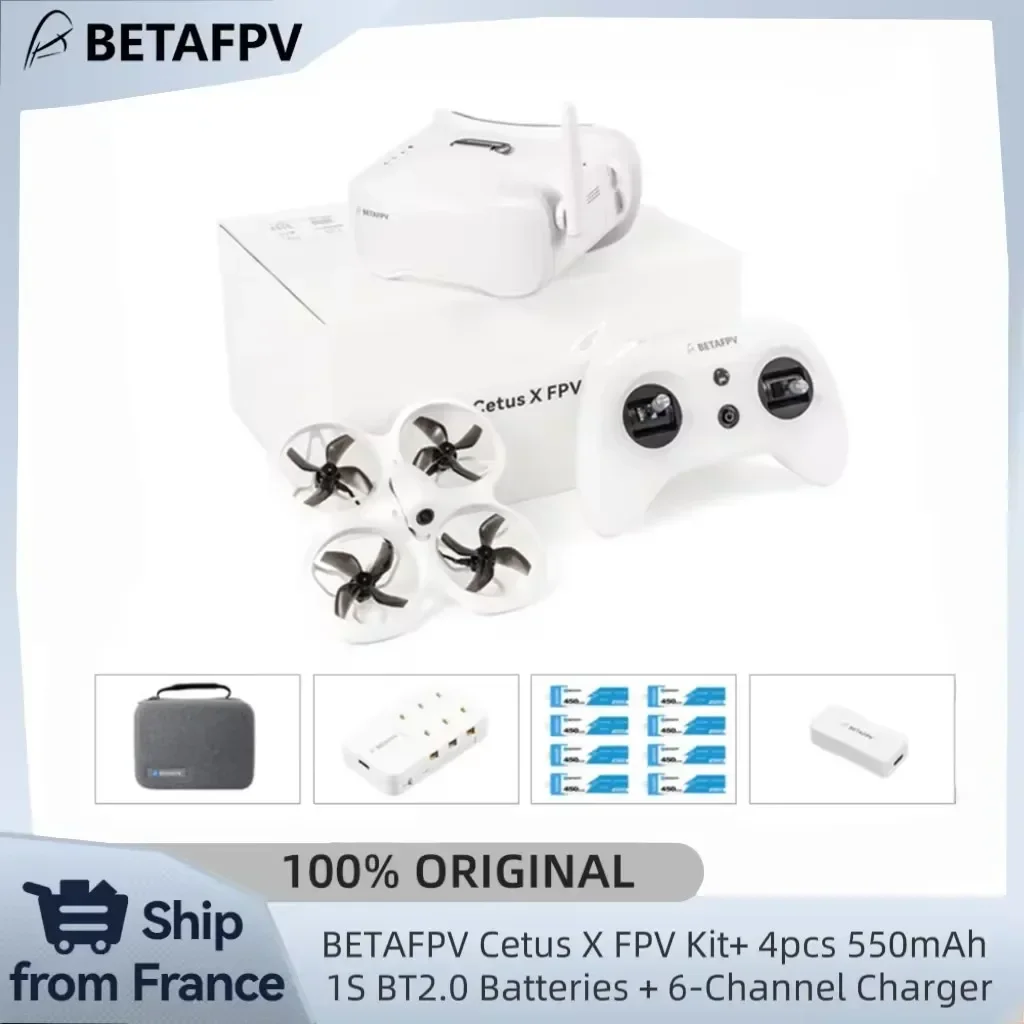 Kit FPV BETAFPV Cetus X Version ELRS RTF, Drone de Course, 3 Émetteurs Radio, Lunettes FPV VR03, Quadricoptère RC C04, Mini Drone, 8 Batteries, Chargeur 6 en 1
