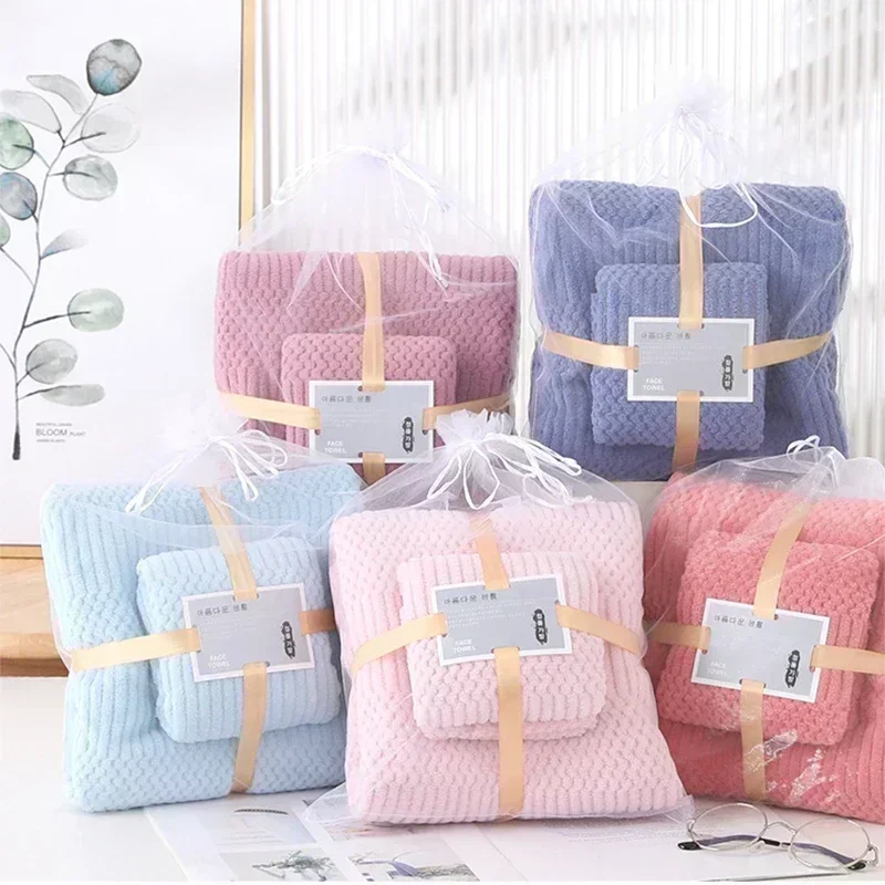 

Washcloth and Bath Towel Set Coral Velvet Towel Absorbs Water Towel Household Pure Cotton Absorbent Quick Drying Bath Product