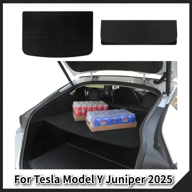 Trunk Partition Panel for Tesla Model Y Juniper 2025 2026 Rear Trunk Flocking Wooden Board for Model Y Juniper Car Accessories