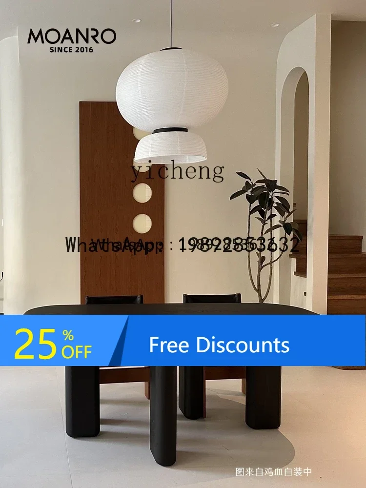 

LYY Dining Table Solid Wood Quiet Oak Vintage Log Black Creative Book Table