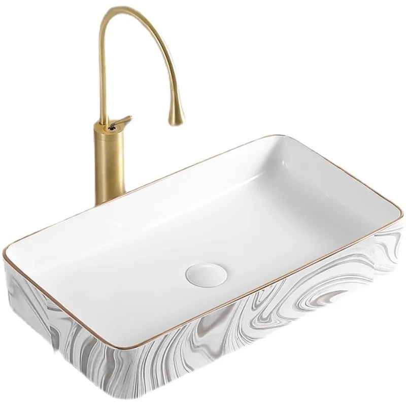 

Light luxury Luang gold table basin, small size household wash basin, Nordic simple ceramic table face wash basin