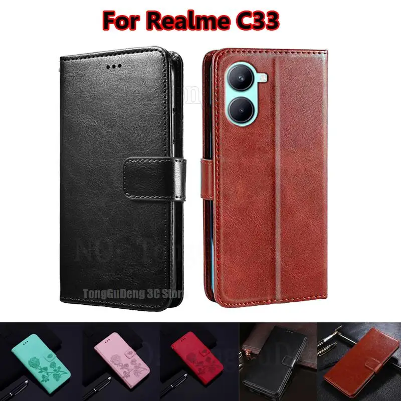

Flip Case For Carcasas Realme C33 2023 Funda Wallet Phone Cases Book Cover For Realmi Realme C30 C31 C35 C33 RMX3624 Etui Coque