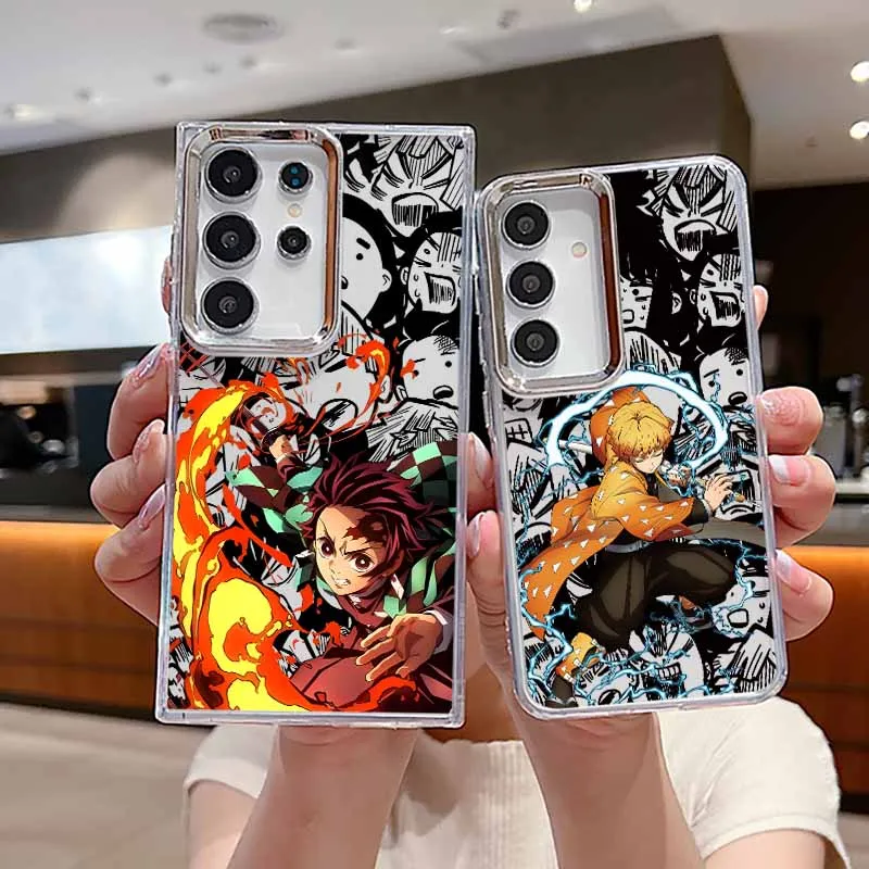 Guapo Demon Slayer para Samsung S25 EDGE S24 S23 S22 S21 S20 S10 FE Note 20 Ultra Plus Funda transparente suave para teléfono