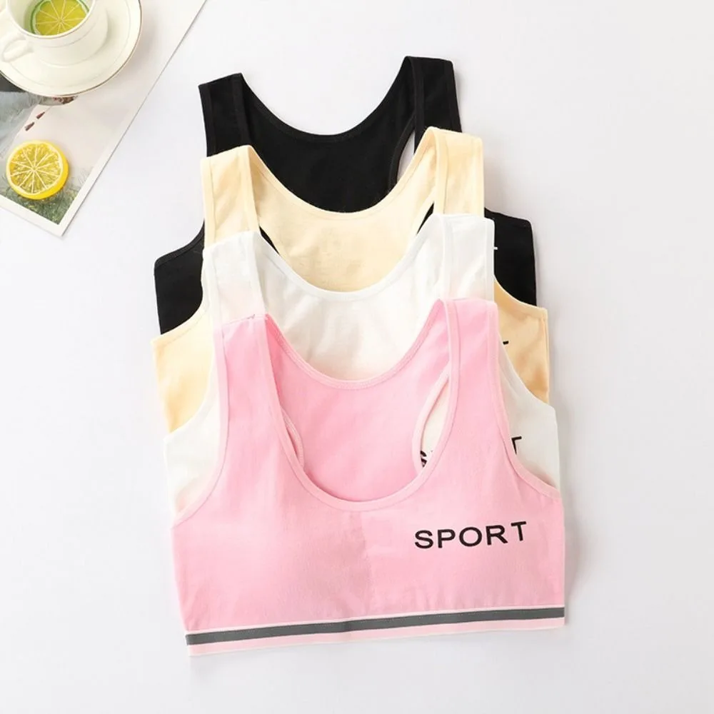 

Casual Cotton Training Bras Underwear Breathable Girl Sports Bra Elastic Racerback Vest for Teeange Toddler Girls