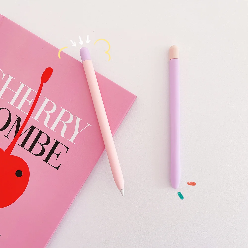 Cor Contraste Laranja Pen Case, Material Suave, Carregamento Sem Obstáculo, Proteção Tudo Incluído, Colorido, Multicolor, Azul Claro