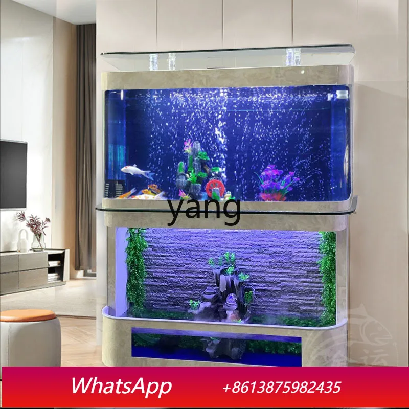 

LMMM living room entrance fish tank glass large water-free ecological running water screen aquarium