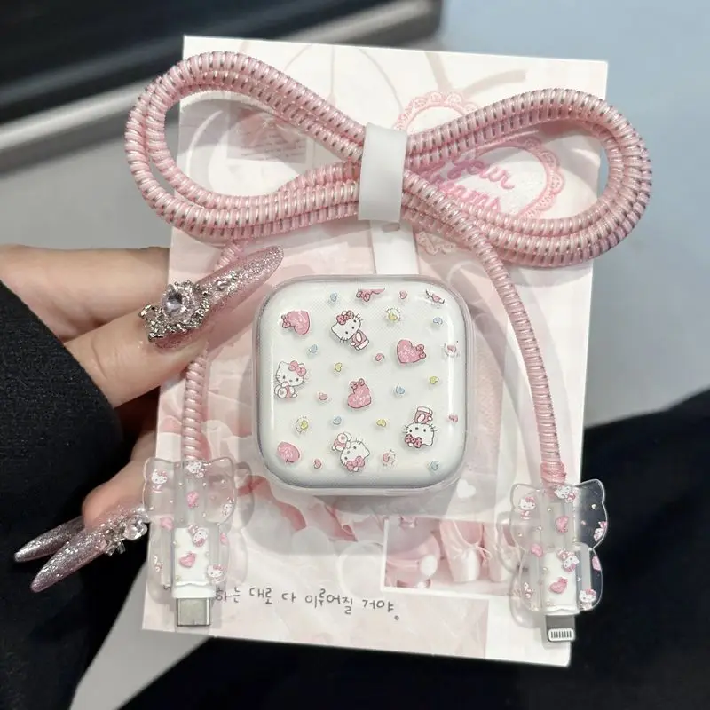 

3D Cute Heart Case for iPhone 40W Charger Cable Protective Case for iPhone 17 Pro Max Power Adapter Cable Winder Accessories