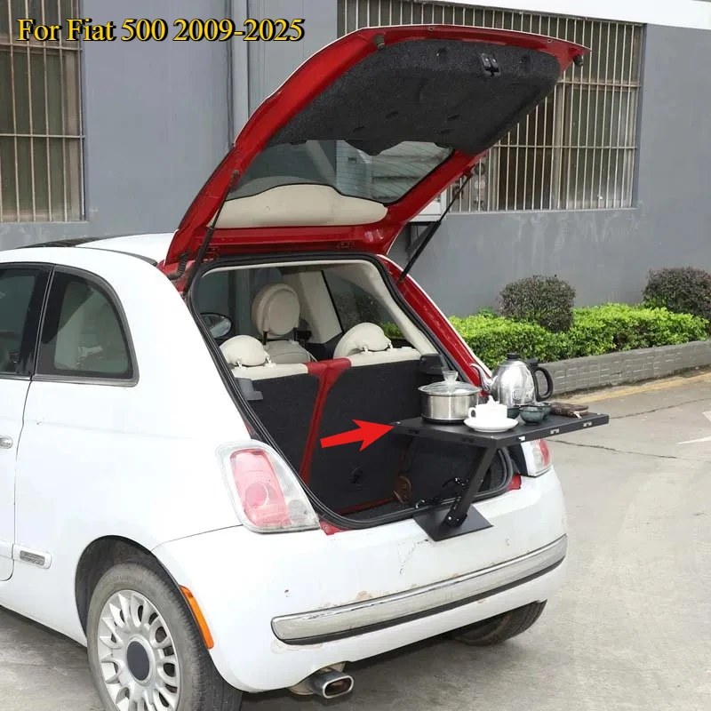 

For Fiat 500 2009-2025 Carbon steel Black Car Trunk Lock Latch Camping Table Portable Outdoor Folding Table Car Accessories