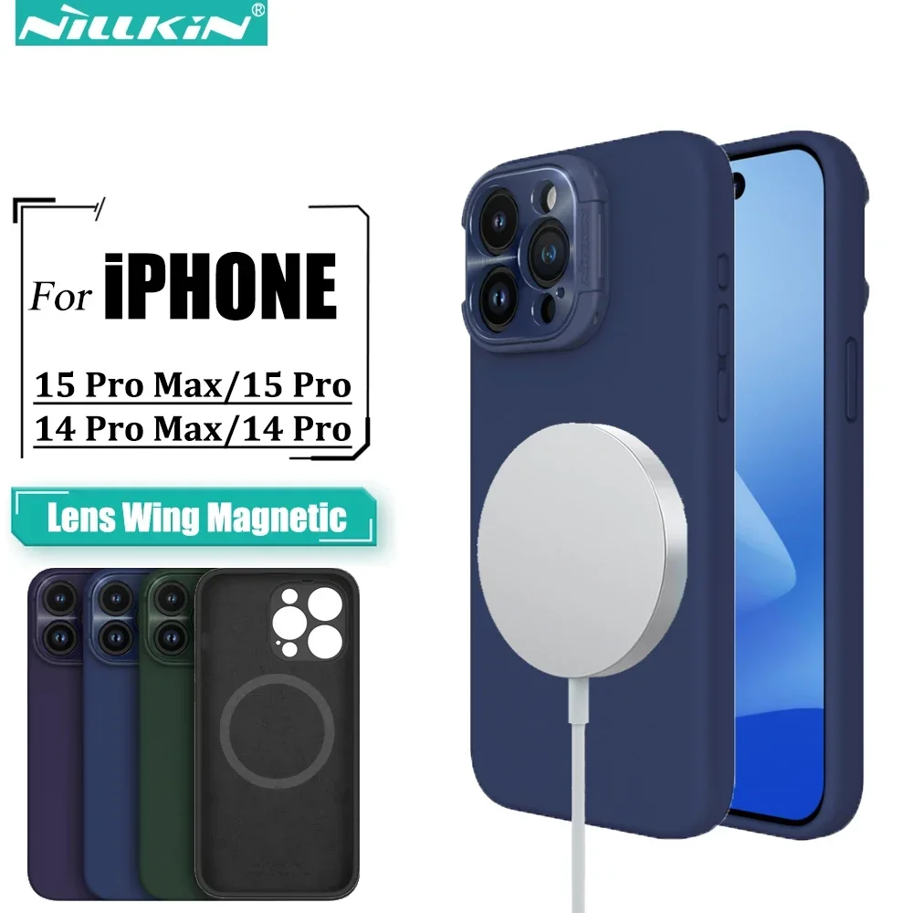 Nillkin Case Lens Wing Magsafe Case Camera Protection Case Liquid Silicone Magnetic Cover For iPhone 15 Pro Max 15 Pro 14Pro Max