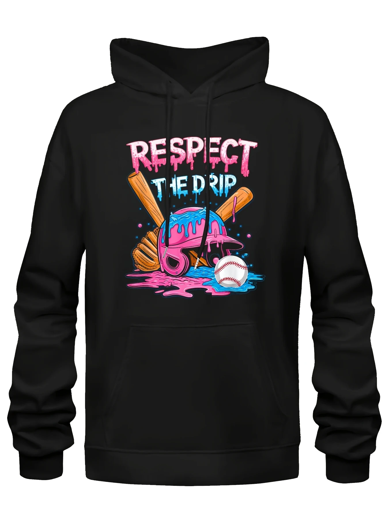 Respect The Drip Baseball Drip Ice Cream Drip Youth Novelty Aesthetic Graphic Hoodie Cute Hoodie Trending for Men