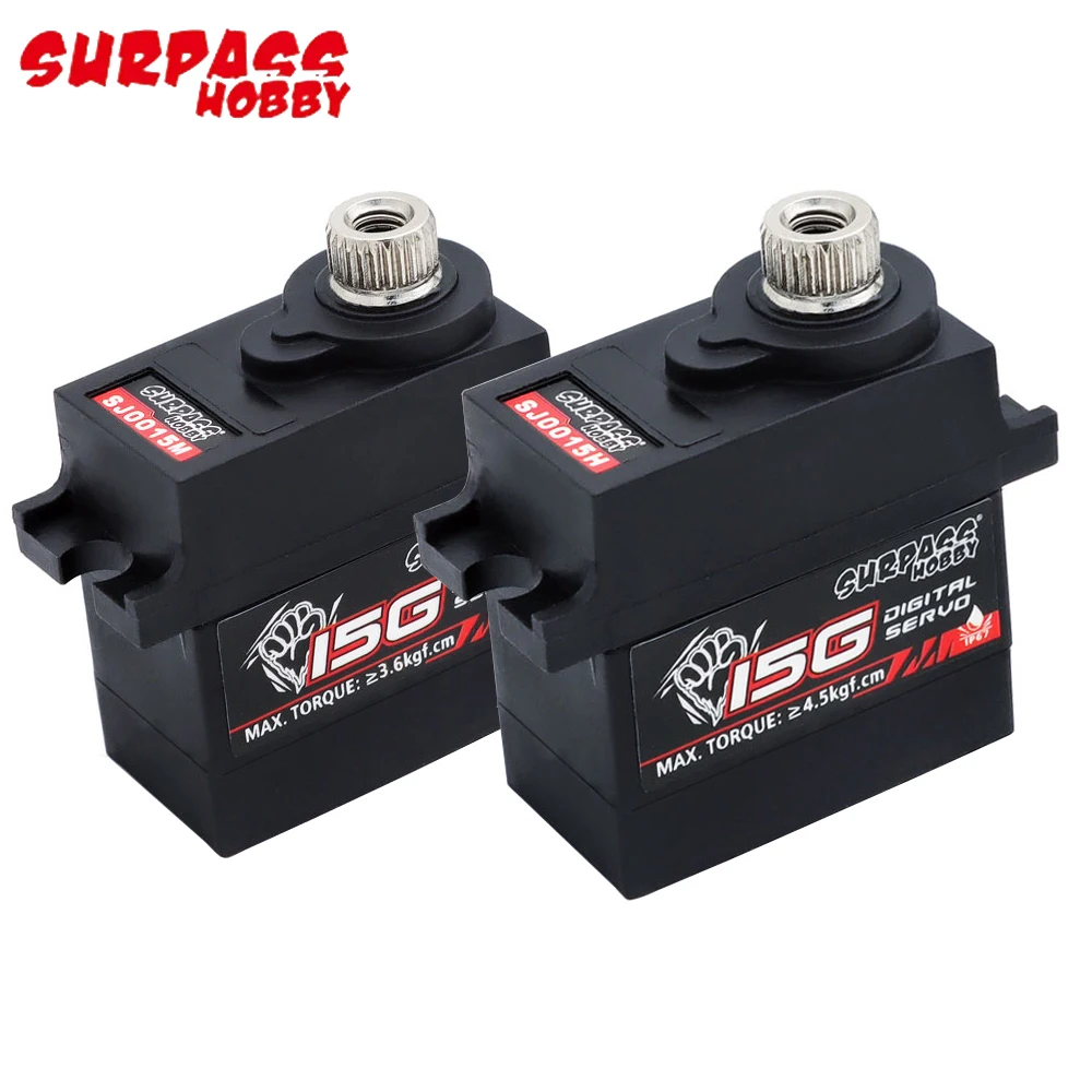 Surpass Hobby SJ0015M 4.8-6.0V 3.6kg/ SJ0015H 6-8.4V 4.5kg Metal Gear Waterproof 15g Digital Servo For RC Airplane/ Car/ Boat