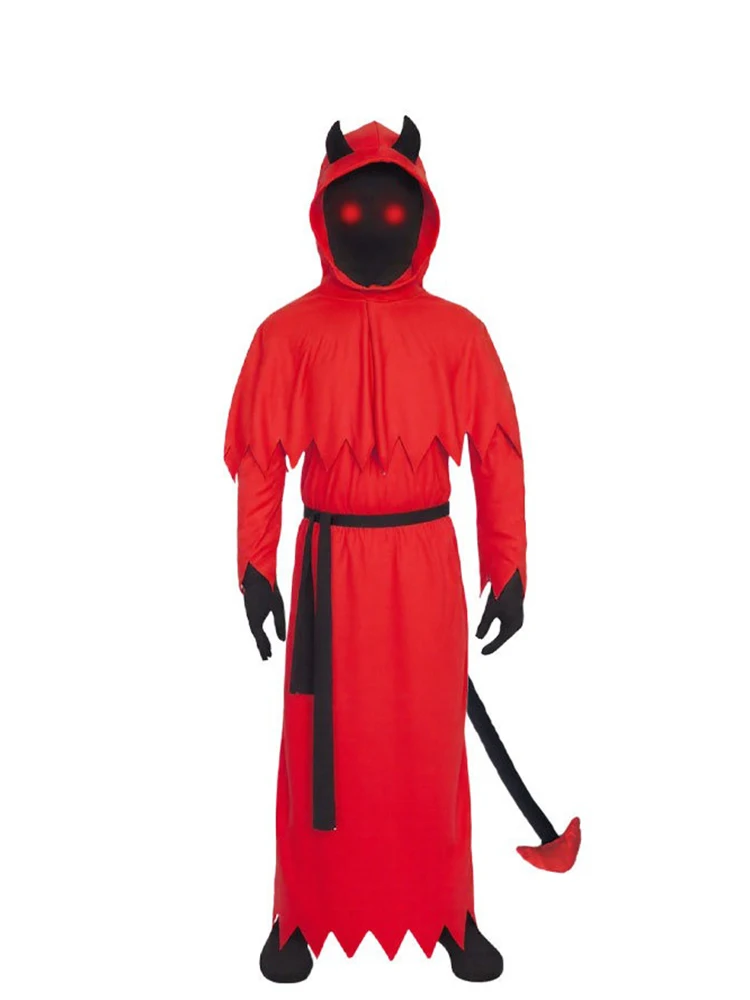 Bambini Festa di Halloween Trasformazione Breve Riprese video Abbigliamento Fibra Tessuto misto Occhi rossi luminosi Fiendish Horror