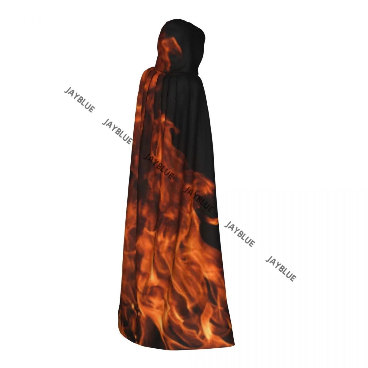 Long Cape Cloak Blaze Burning Fire Flame Background Hooded Cloak Coat Autumn Hoodies