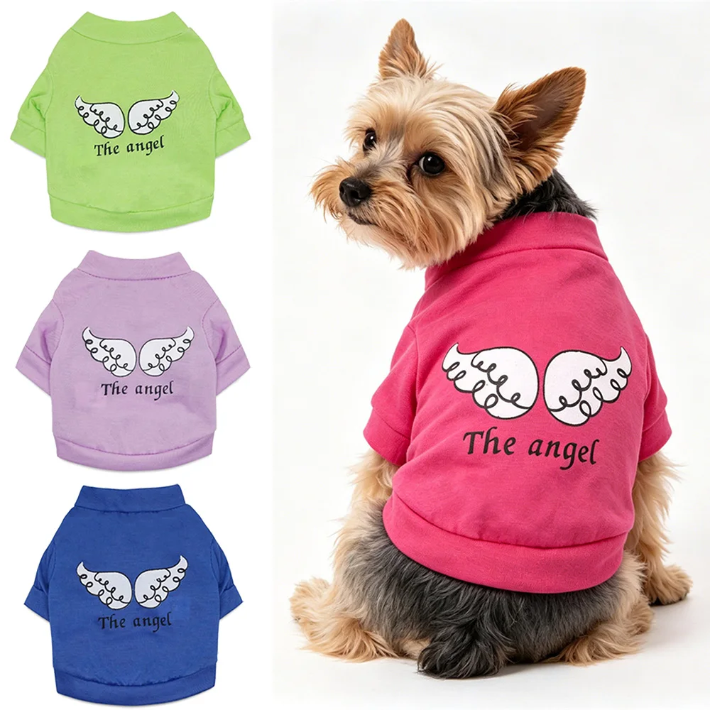 Angel Pattern Puppy Dog T-shirt Summer Thin Pet Vest for Small Dogs Chihuahua Yorkshire Poodle Shirts mascotas Clothes Clothing