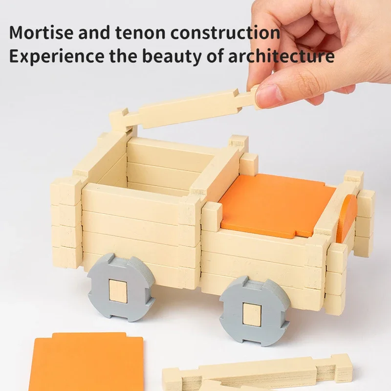 Bloco de construção de madeira casa mini blocos de construção brinquedos conjuntos crianças diy brinquedos de construção villa castelo montado brinquedos crianças presente