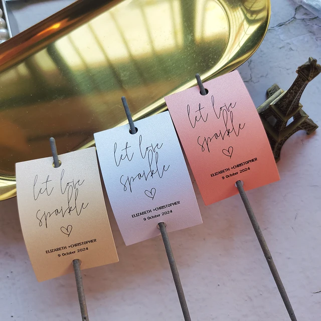 YH19-50szt. 45x70mm Personalizowane Etykiety na Fajerwerki Ślubne Let Love Sparkle, Nadrukowalne Dekoracje Ślubne, Etykiety na Upominki Ślubne
