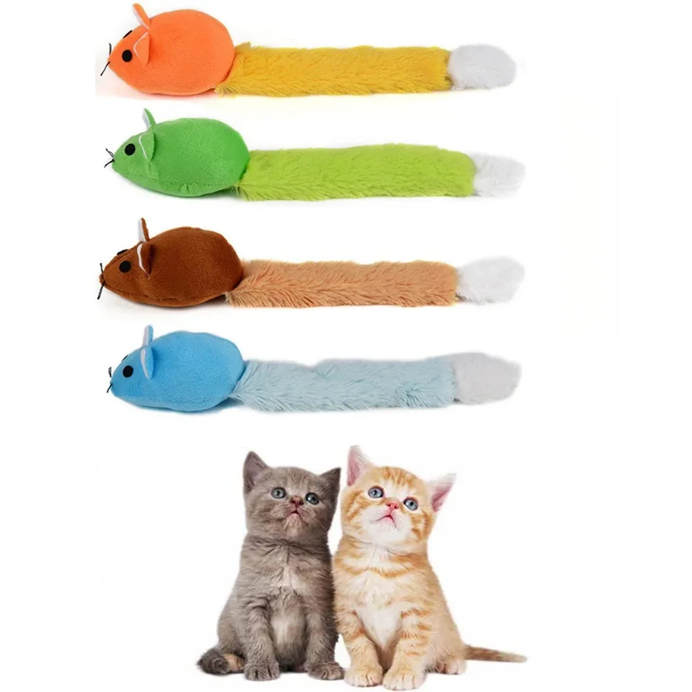 Long Tail Mouse Cat Teaster Toys Funny Pet Toys Cat Toys Mouse Training Funny Playing Toys Interactive 4 Colors