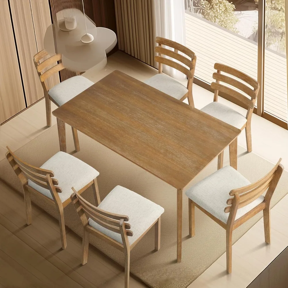 Компактный современный обеденный стол середины века, 47-дюймовый стол на деревянных ножках для 4-6 человек, повседневный кухонный журнальный столик