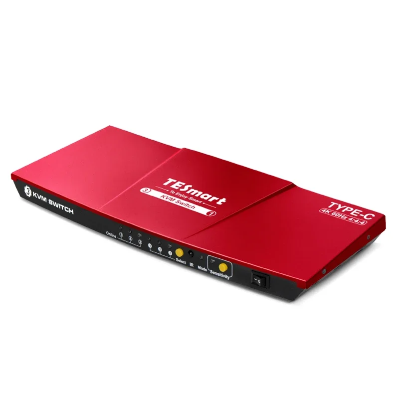 

KVM-Консоль TESmart с одним тремя портами USB, Type C, 4K, 60 Гц, KVM-переключатель для 3 компьютеров, совместное использование клавиатуры, мыши, U-диска