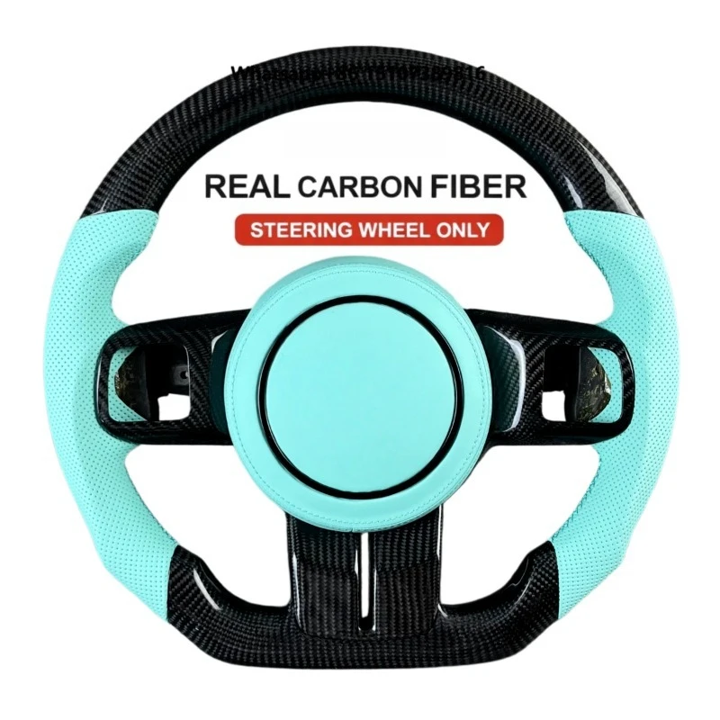 For Blue Leather & for Carbon Fiber Sport Steering Wheel for Jp Wrangler JL & Cherokee Without Airbag (2015-2025)