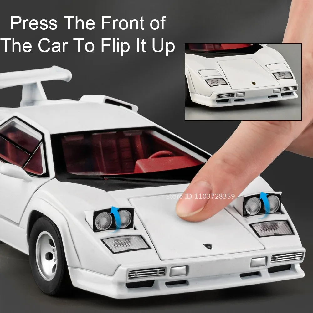 1:24 Countach LP500S VENENO نموذج سيارة رياضية مصغرة اللعب سبيكة دييكاست ضوء الصوت التراجع الأبواب مفتوحة مجموعة السيارة الخارقة