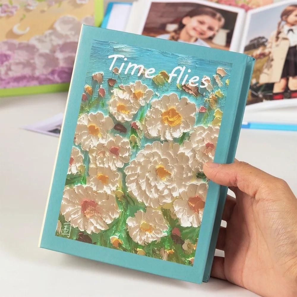 6 Inch 100 Pockets Photo Album 3D Floral Cover Large Capacity Picture Memory Book Insert Pocket Laminated Family Photo Book