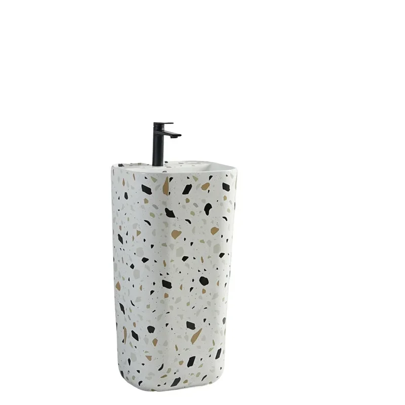 

Hotel B & B Art Integrated Column Basin, Bathroom Balcony Pool Ink Stone Pattern Ceramics