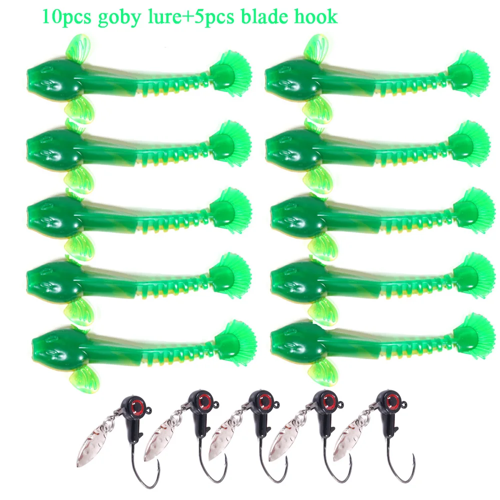 Waves Fishing Softbait  10pcs 6.5cm 2.5g/9cm 5.3g Swimbaits Jumping Dark Sleeper Carp Pike Bass Goby Lure Jig Fishing Hooks