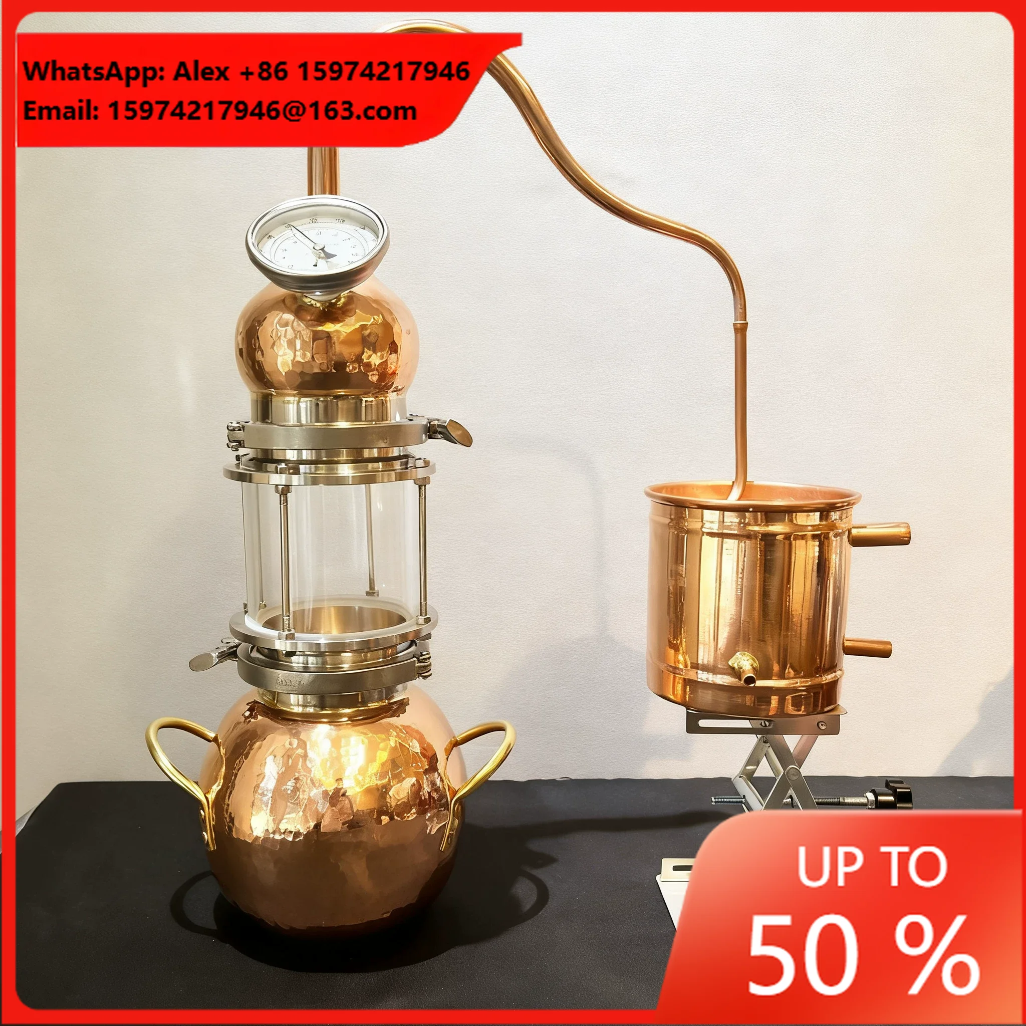 3L Copper Distiller Boiler Home Alcohol Distillation Whisky Wine Gin Vodka Brandy Alembic Moonshine Distiller Pot