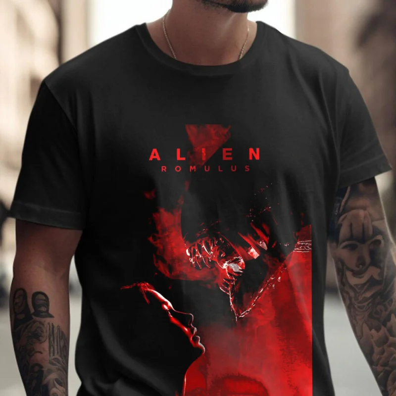 

Alien Romulus 0126 Retro Sic-fi Gift T-Shirt Xenomorph Graphic Clothes All size Tops S-6XL 100% cotton printed Unisex Tee