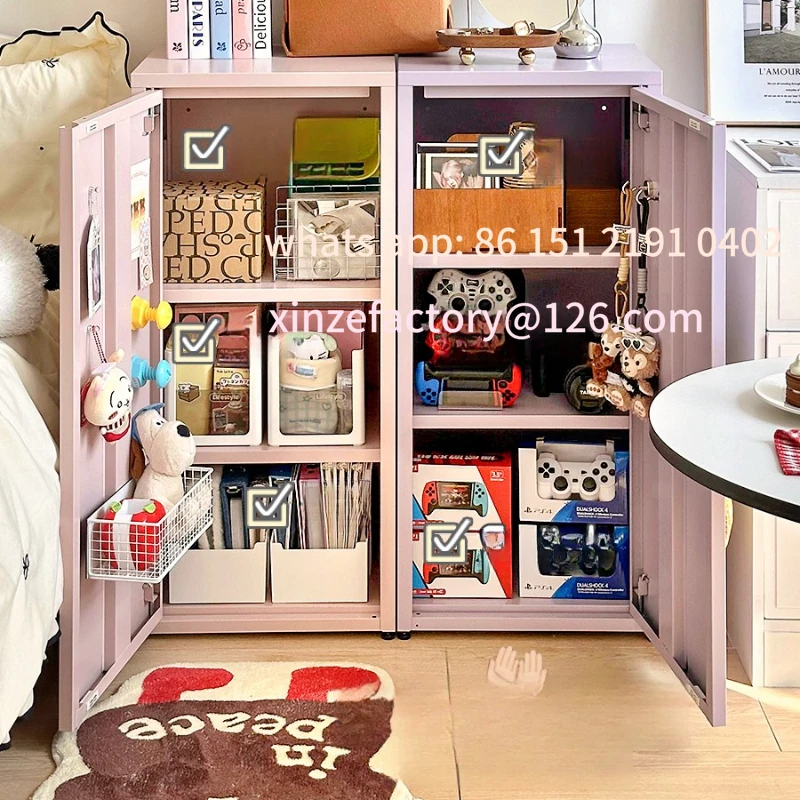 

Customizable Metal Storage Cabinet - Multi-Tier Steel Organizer for Living Room/Bedroom Space-Saving Nightstan