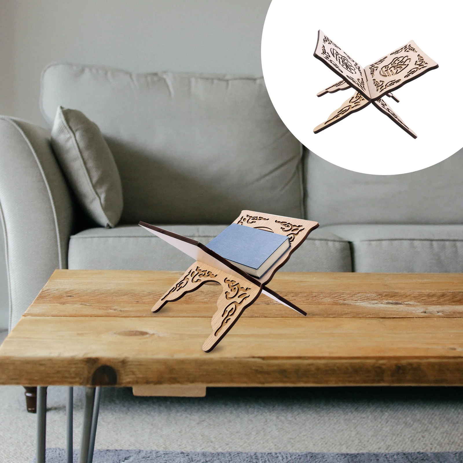 Eid Bible Bookshelf Al-Fitr Stand Decorate Muslim Prayer Holder Decorative Folding