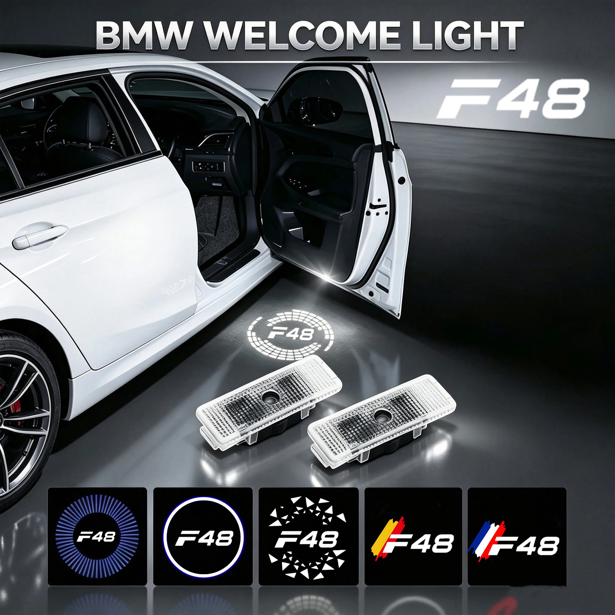 2PCS for X1 F48 2016-2023 Logo LED Car Door Projector Welcome Lights Decor Shadow Courtesy Ghost Badge Lamp Accessories