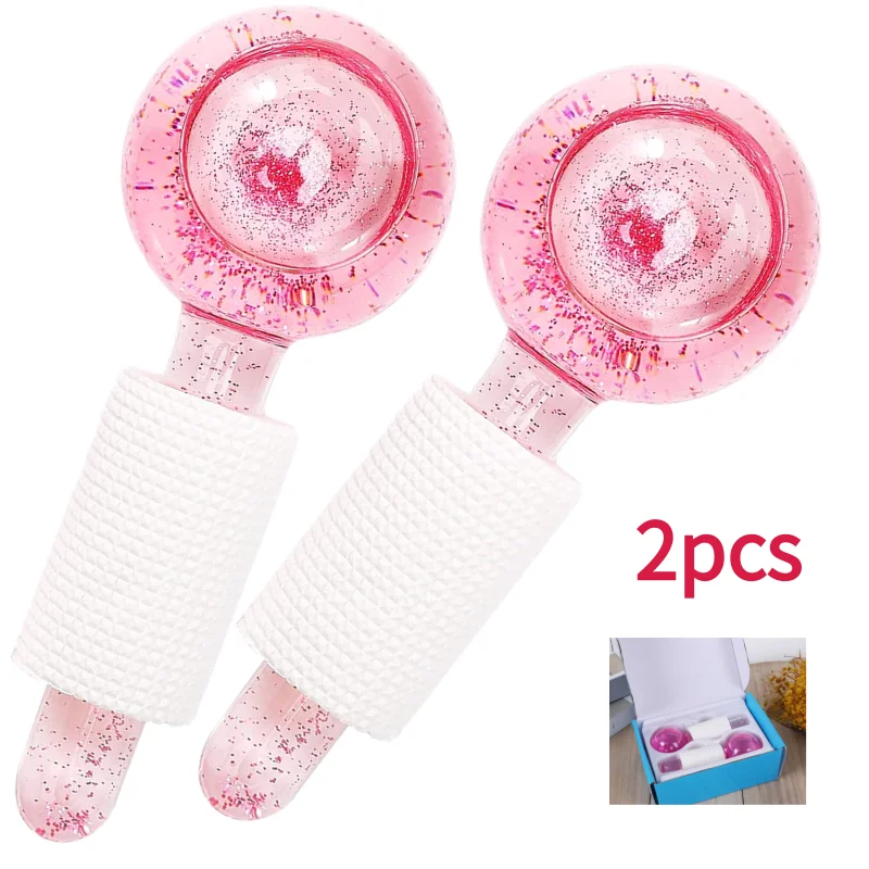 2Pcs Ice Globes for Facials Cooling Balls Ice Massage Roller Massager Freezer LCE Globes Tool For Face And Eyes