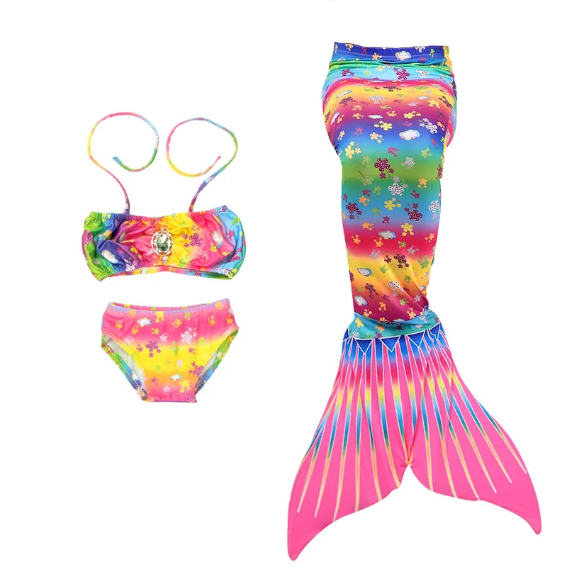 Maillot de bain queue de sirène pour enfants, maillot de bain bikini, utilisé pour la piscine et la plage, cadeau de vacances d'anniversaire pour fille, 3 pièces