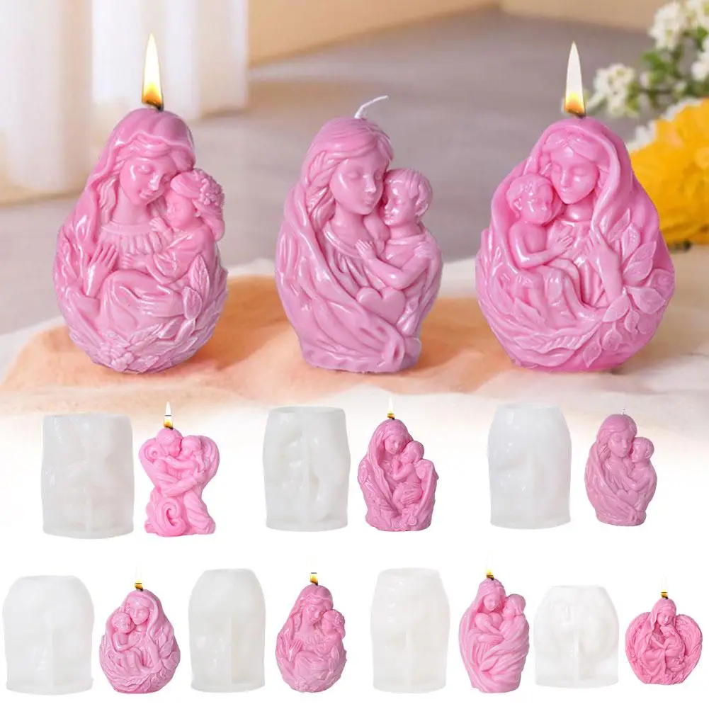 Mother And Child Shape Aromatherapy Candle Silicone Home Thanksgiving Mold 2024 Making Decoration Candle Portrait Mold Tool U8X7