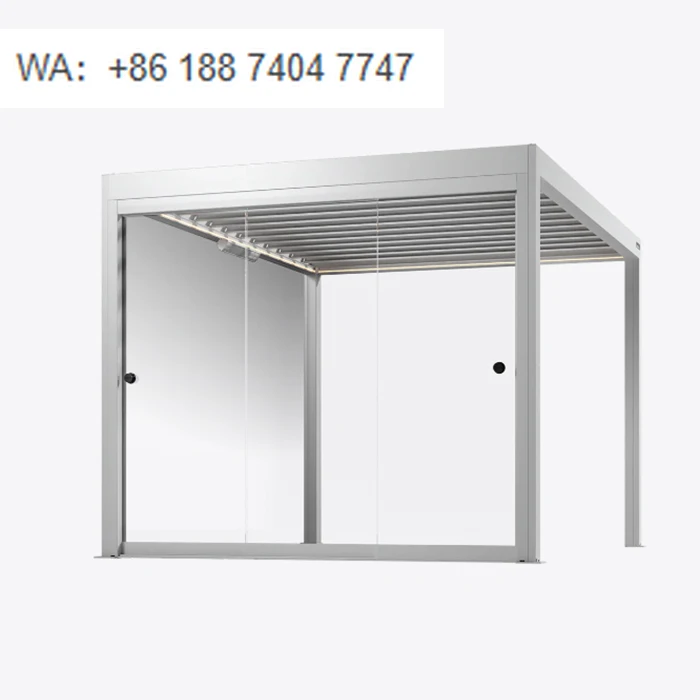 

Contemporary Motorized Aluminum Pergola Zip Track Blinds Wind Protection Balcony Screen-Commercial-standard Electric Pergola