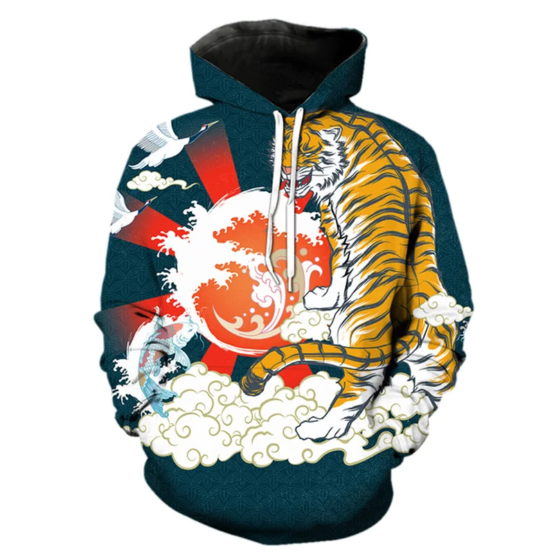 

Cartoon Tiger Ukiyo-e Fashion Style 3D Printed Hoodies Unisex Pullovers Hoodie Casual Sweatshirts Street Top Tracksuit