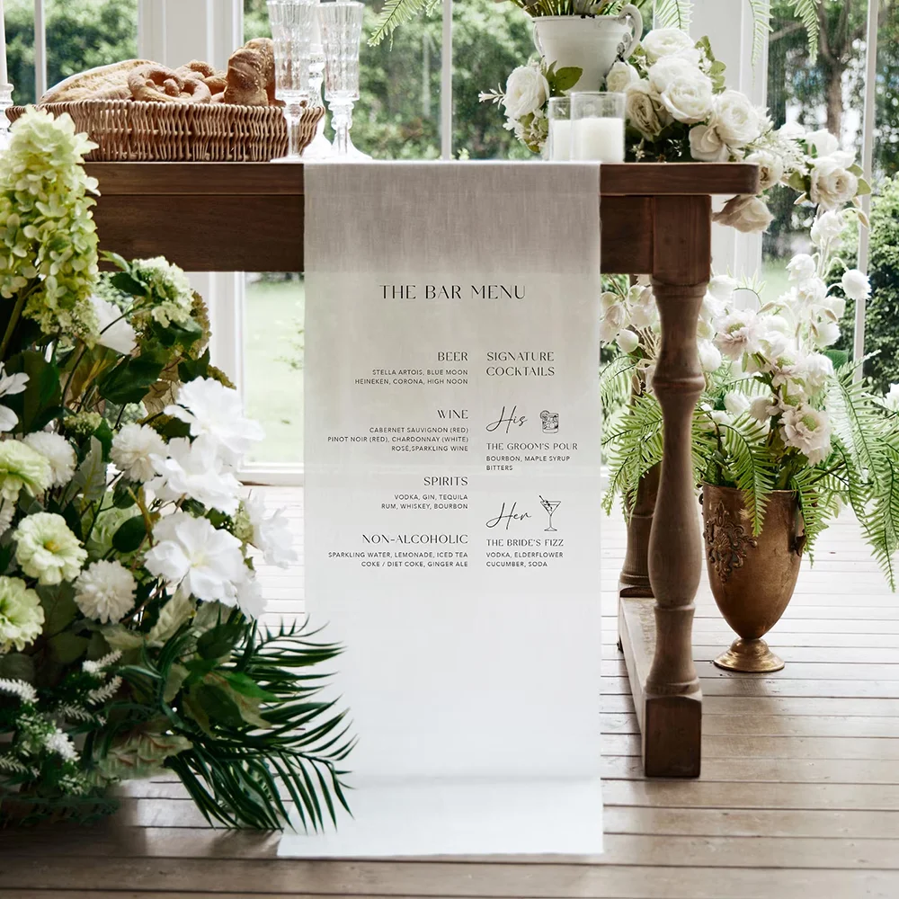 Champagne Tower Set - Papan Menu Bar Pernikahan Kain 1