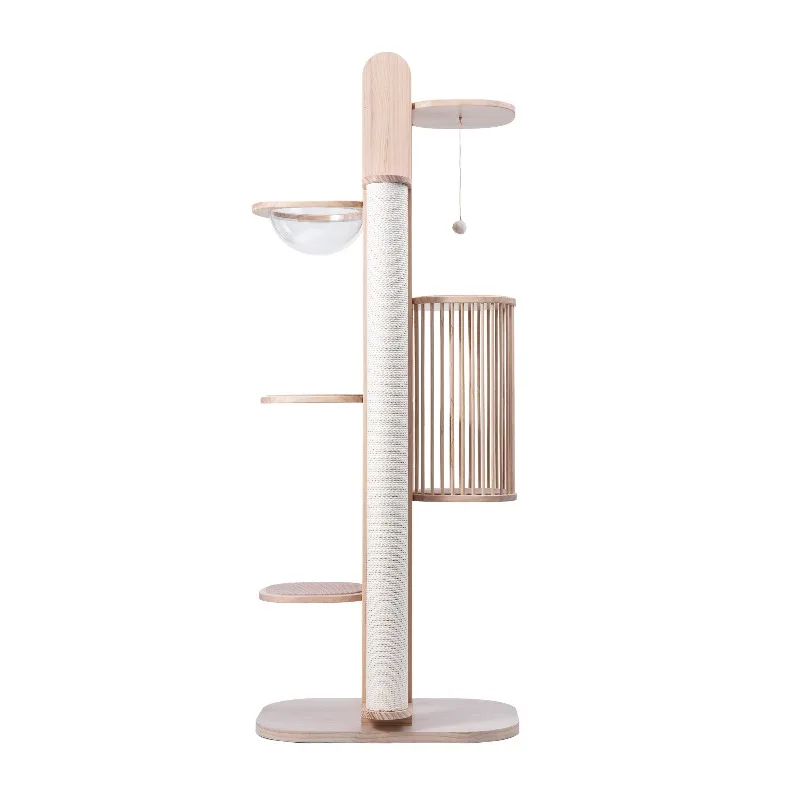 Solid wood climbing frame  nest  tree integrated large luxury Japanese simple acrylic  jumping platform