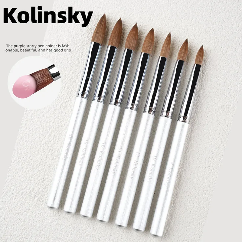 1Pc Kolinsky Sable Nail Art Brush Acrylic UV Gel Extension Pen Nail Polish Painting Drawing Brush 8#-20#