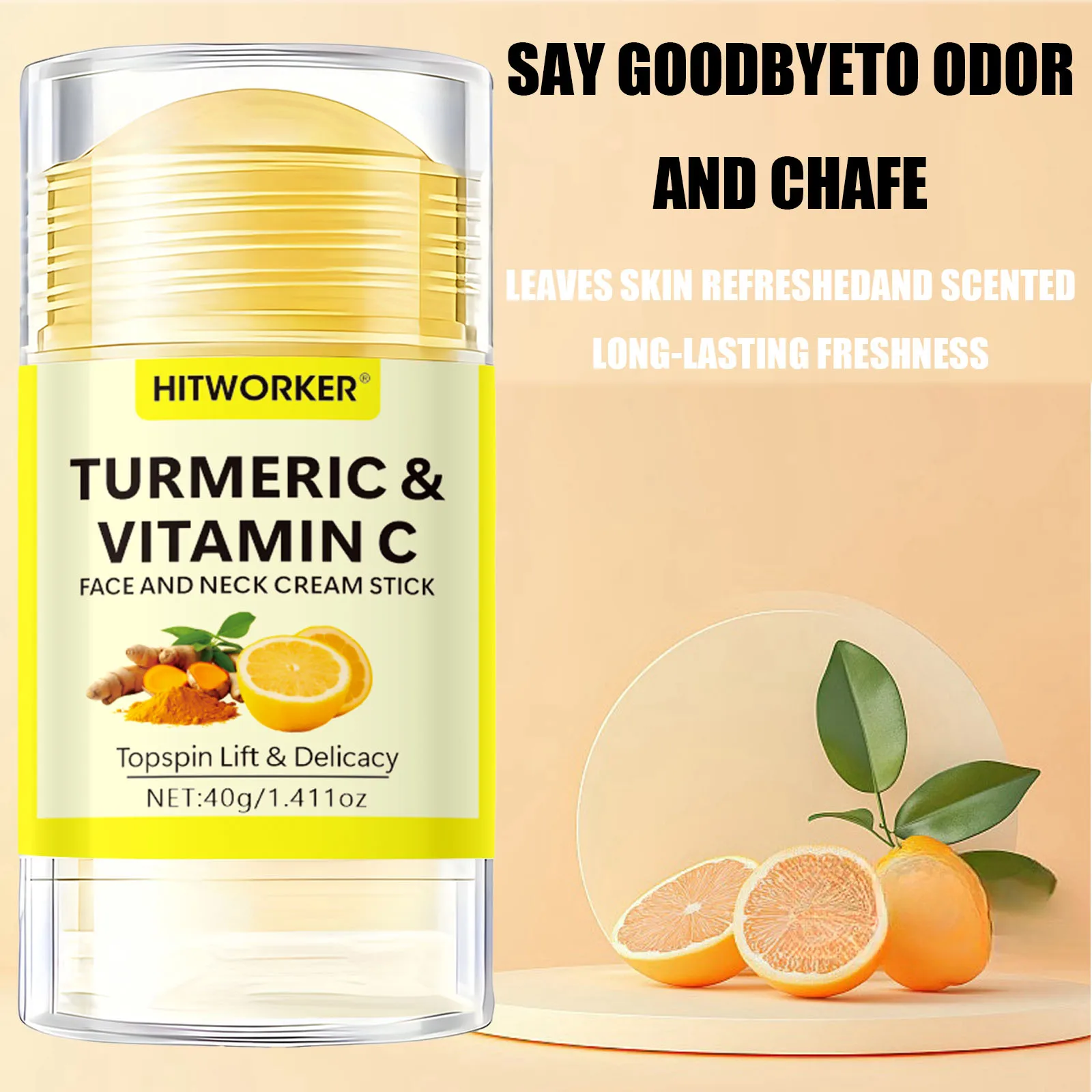 40g Yellow Turmeric Vitamin C Facial And Neck Cream Stick for Skin Brightening And Anti-Aging view 3