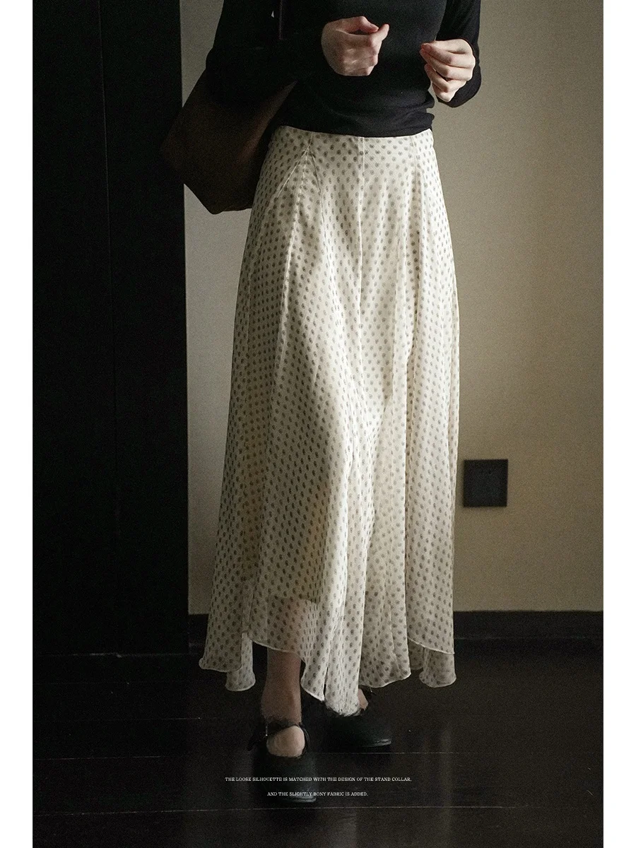 

Lalaglow Printed Asymmetrical Hem Skirt 14 Pieces Slant Cut Slimming Long Summer New Style French Style Polyester Fiber